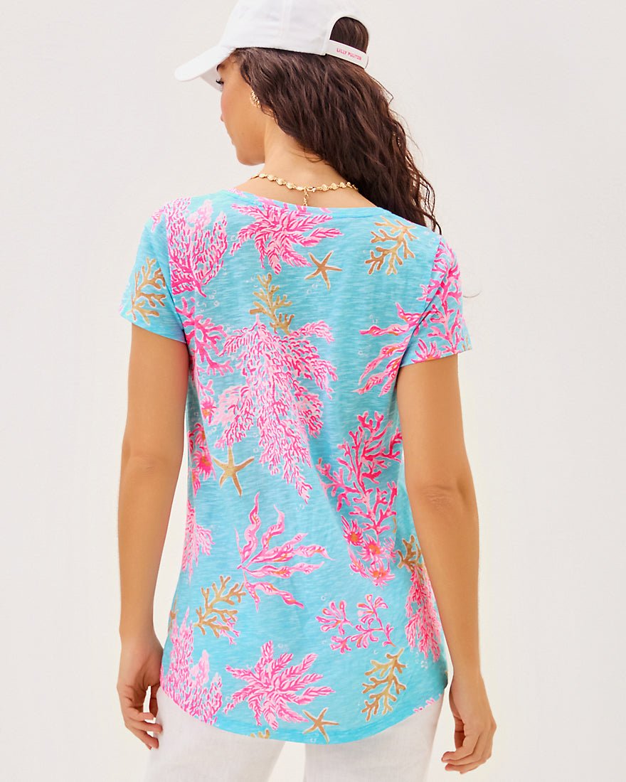 Etta Scoop Neck Top - Multi Royal Coral