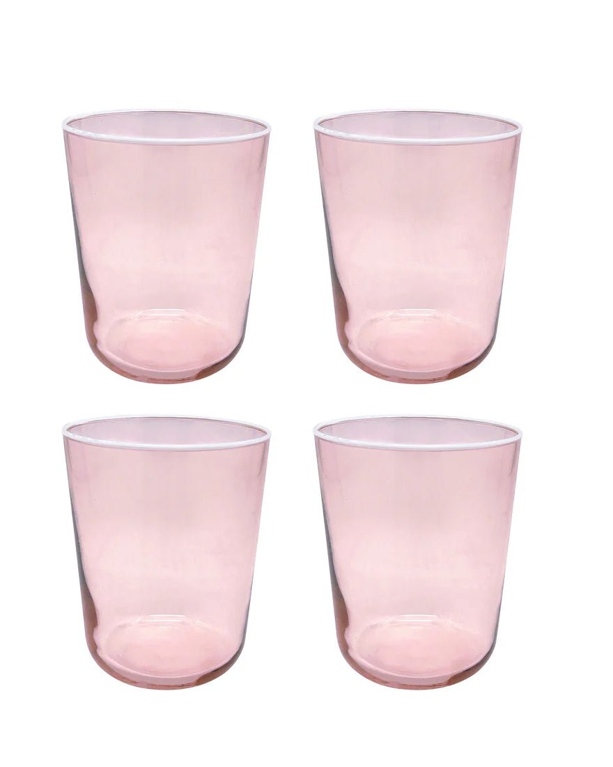 Fine Line Quartz With White Rim Double Old Fashioned Glass Set of 4 - Quartz
