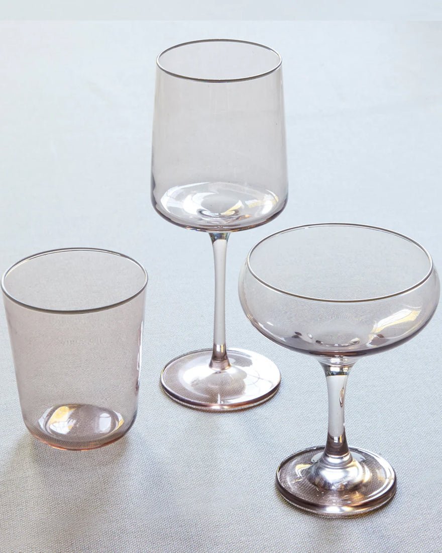 Fine Line Quartz with White Rim Wine Glass Set of 4 - Quartz