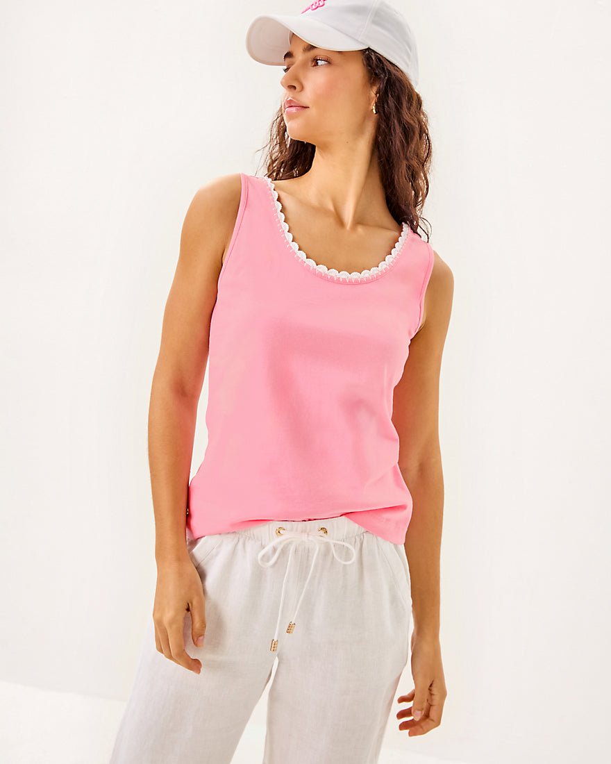 Gabbie Crochet Trimmed Knit Top - Conch Shell Pink