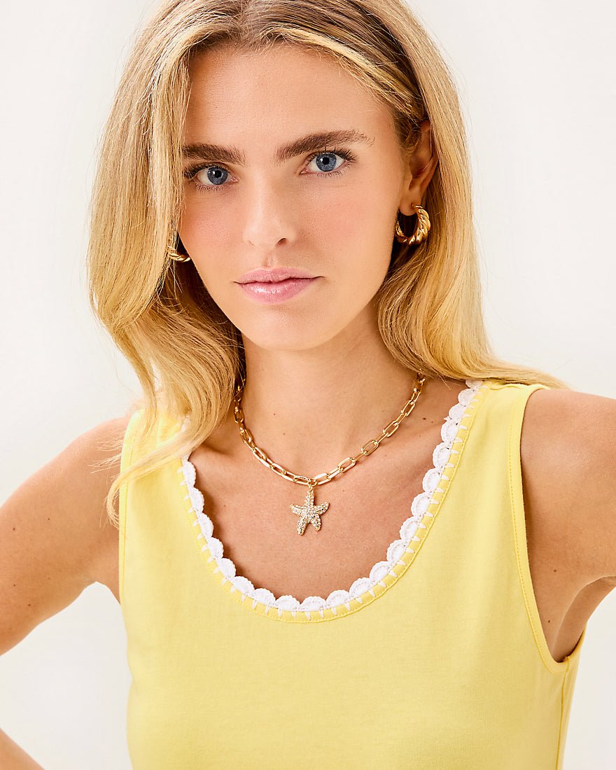 Gabbie Crochet Trimmed Knit Top - Limoncello