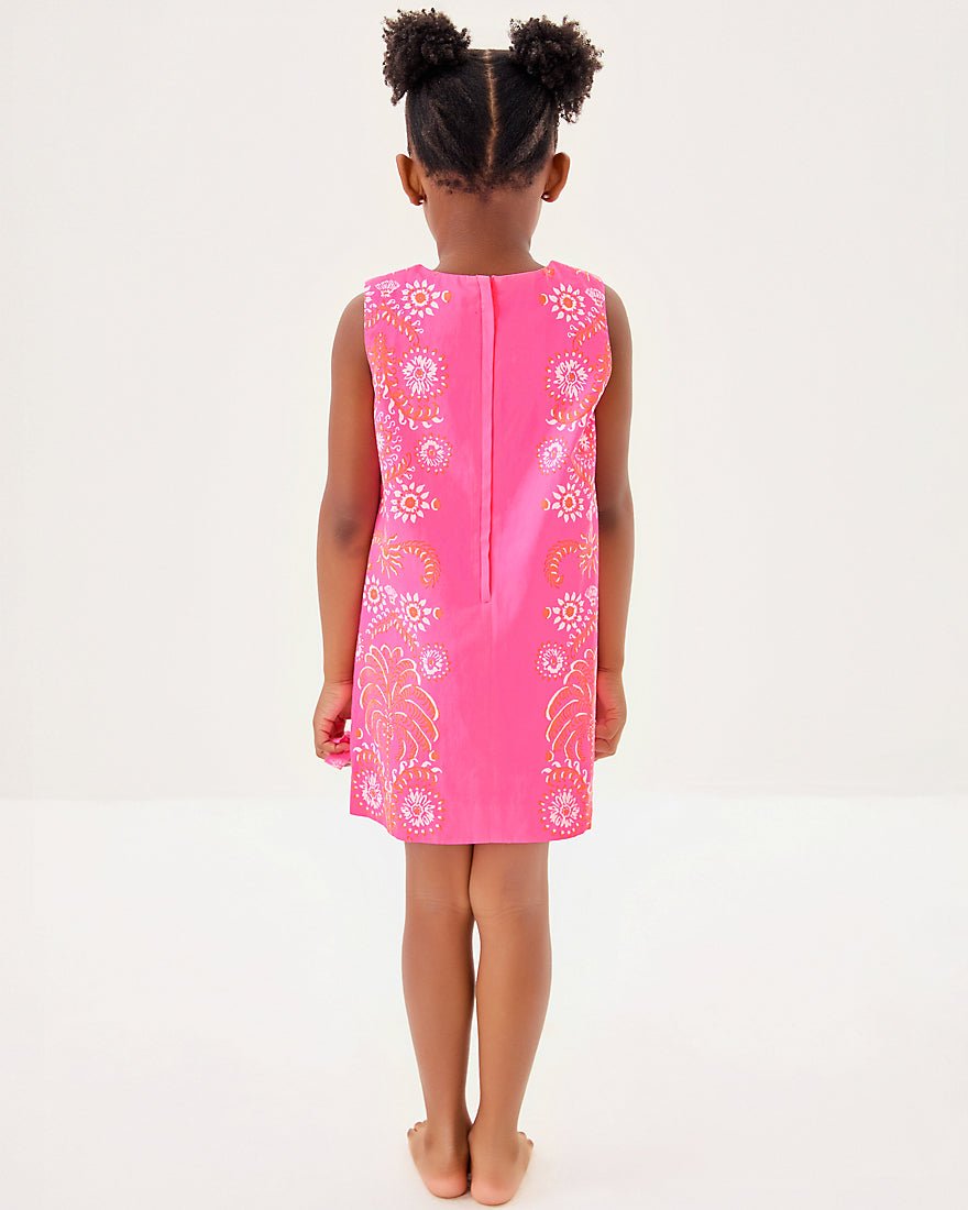 Girls Little Lilly Classic Shift Dress - Sunkissed Pink Breezy Palm