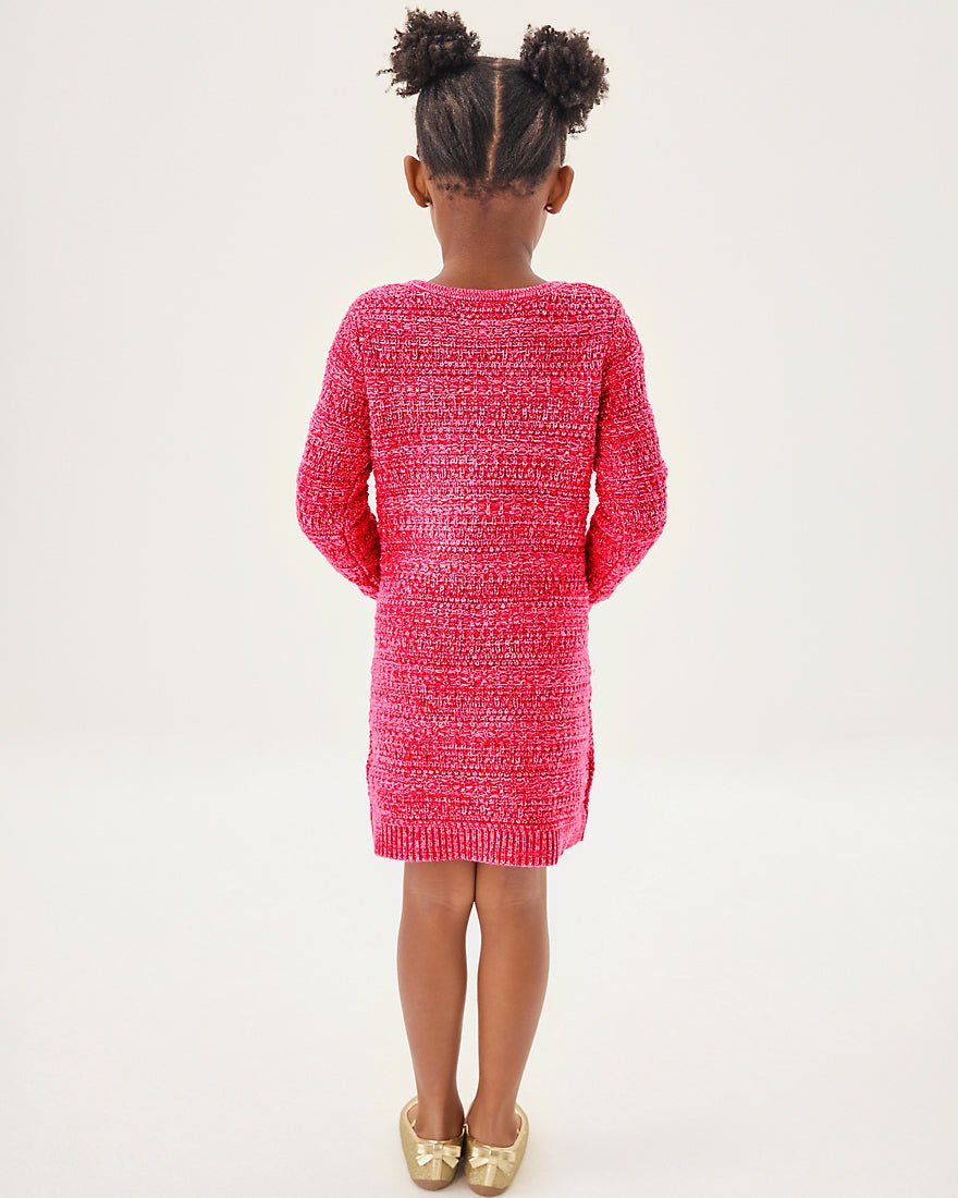 Girls Lolo Sweater Dress - Cherry Red Metallic Marl