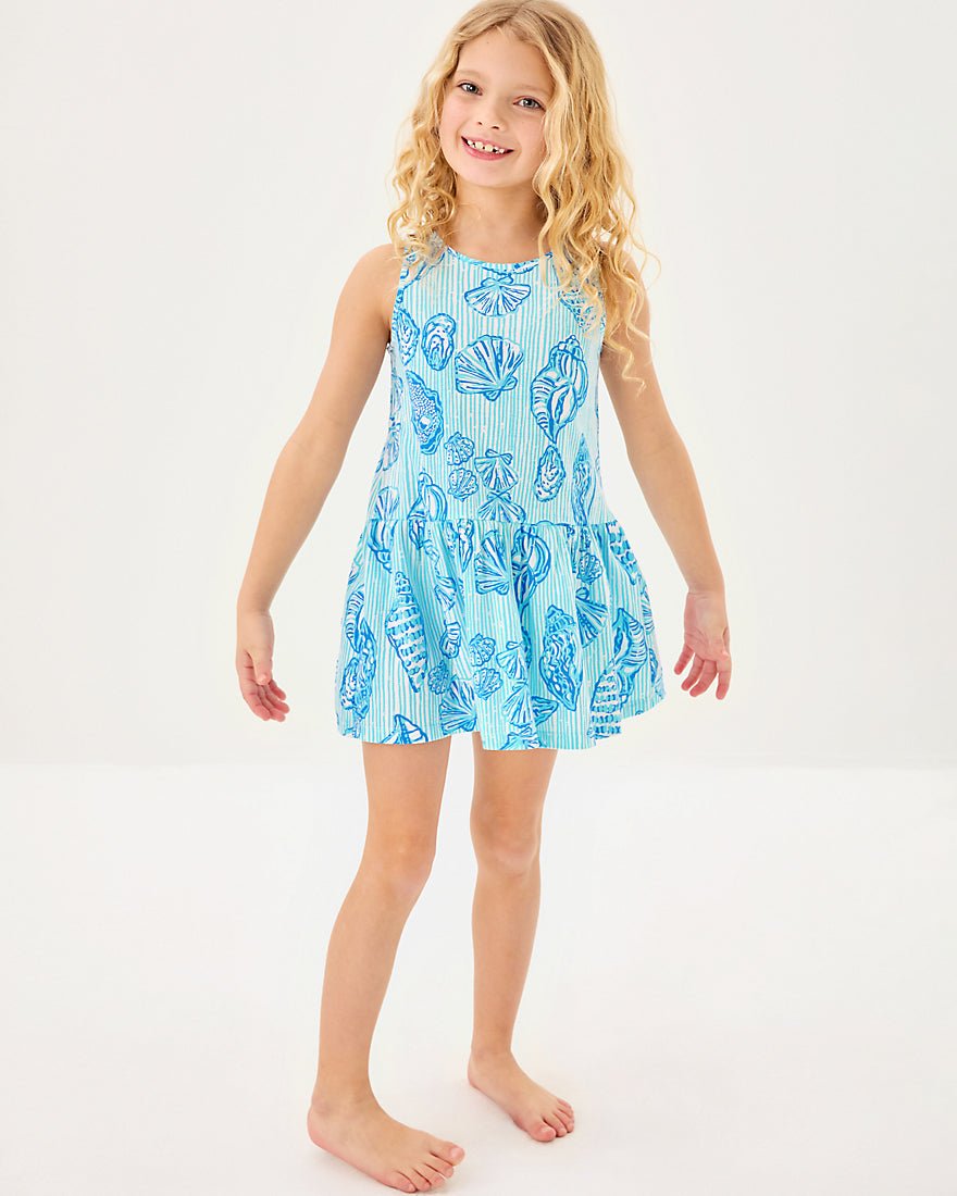 Girls Mini Dixi Dress - Fresh Water Blue Cool As Shell