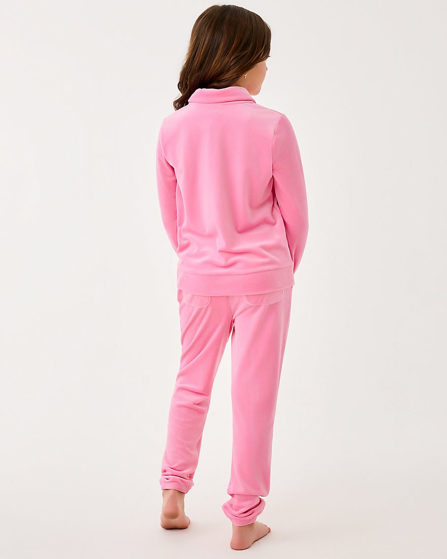 Lilly Pulitzer - Girls Mini Eleni Velour Pullover - Confetti Pink