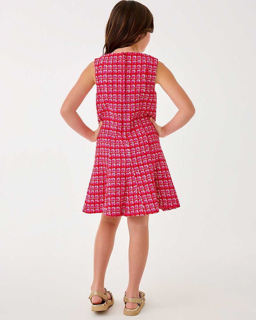 Girls Mini Enya Dress - Cranberry Red Fiesta Boucle