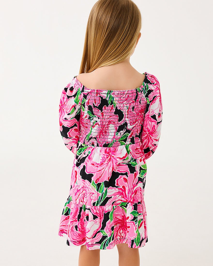 Lilly Pulitzer - Girls Mini Jilly Long Sleeved Dress - Onyx Party All The Time