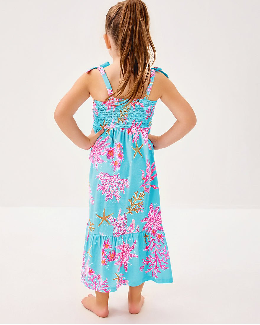 Girls Mini Kailua Maxi Dress - Multi Royal Coral