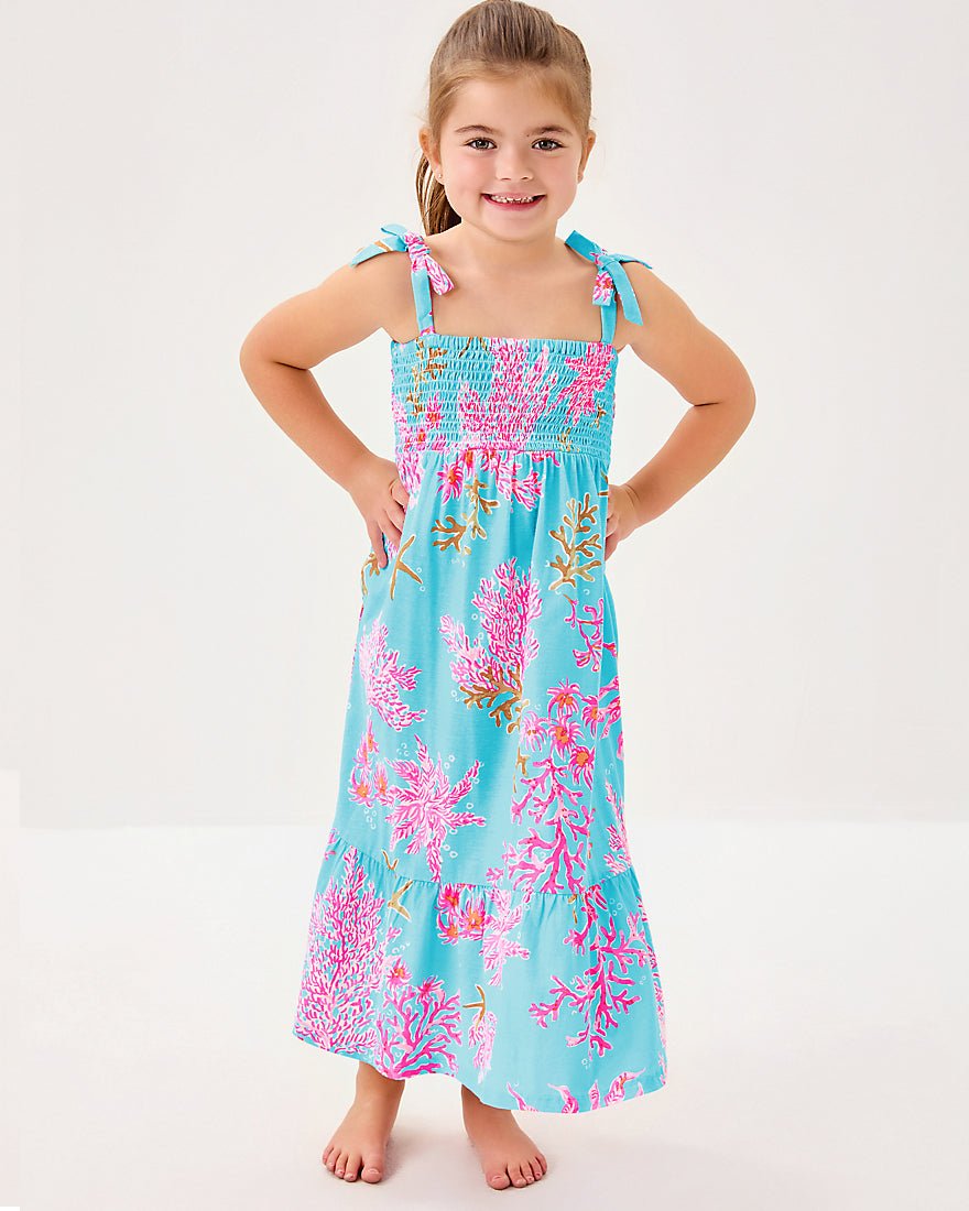 Girls Mini Kailua Maxi Dress - Multi Royal Coral