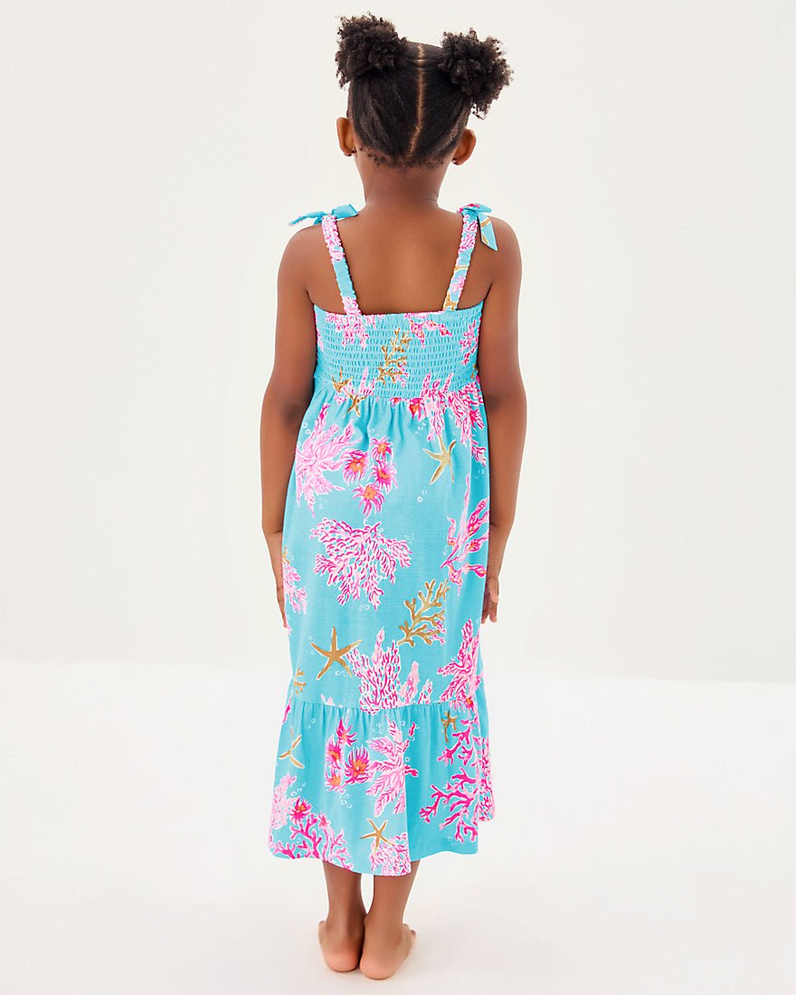 Girls Mini Kailua Maxi Dress - Multi Royal Coral
