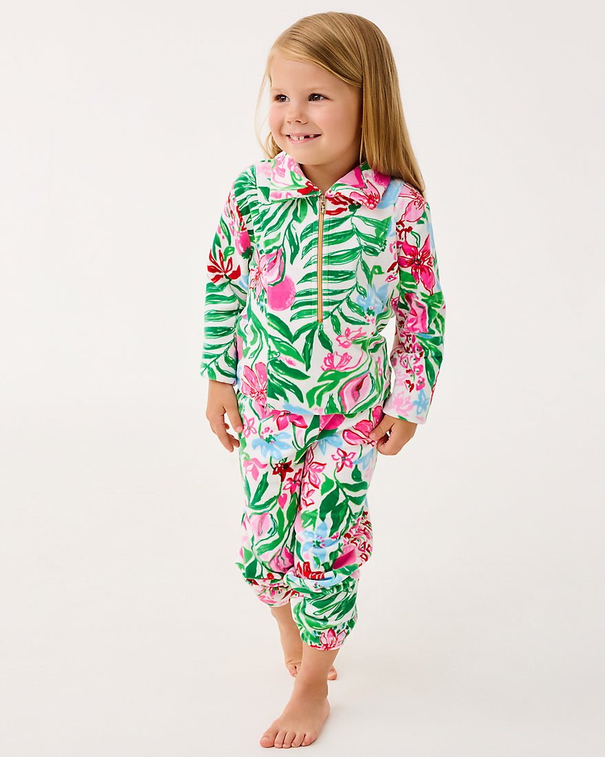 Girls Mini Mallie Velour Pant - Multi Glowing Gardens