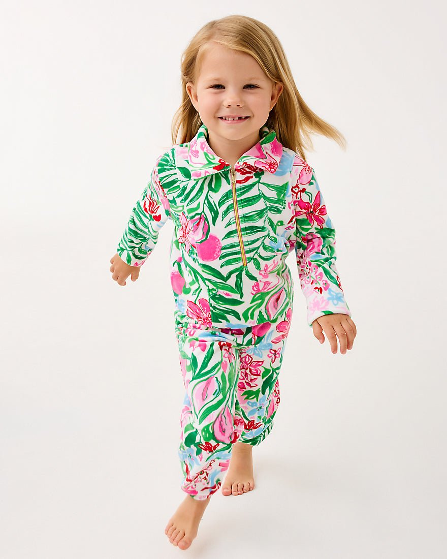 Girls Mini Mallie Velour Pant - Multi Glowing Gardens
