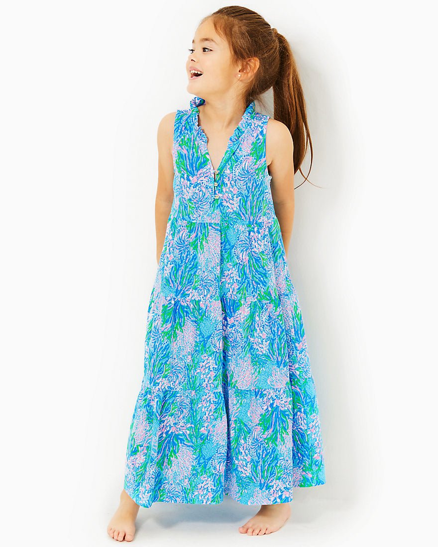 Girls Mini Malone Maxi Dress - Las Olas Aqua Strong Current Sea - 8