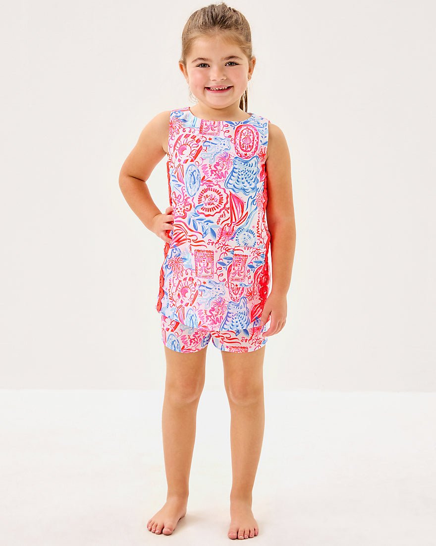 Girls Mini Romey Shift Set - Resort White Lil Sun Sea Sand