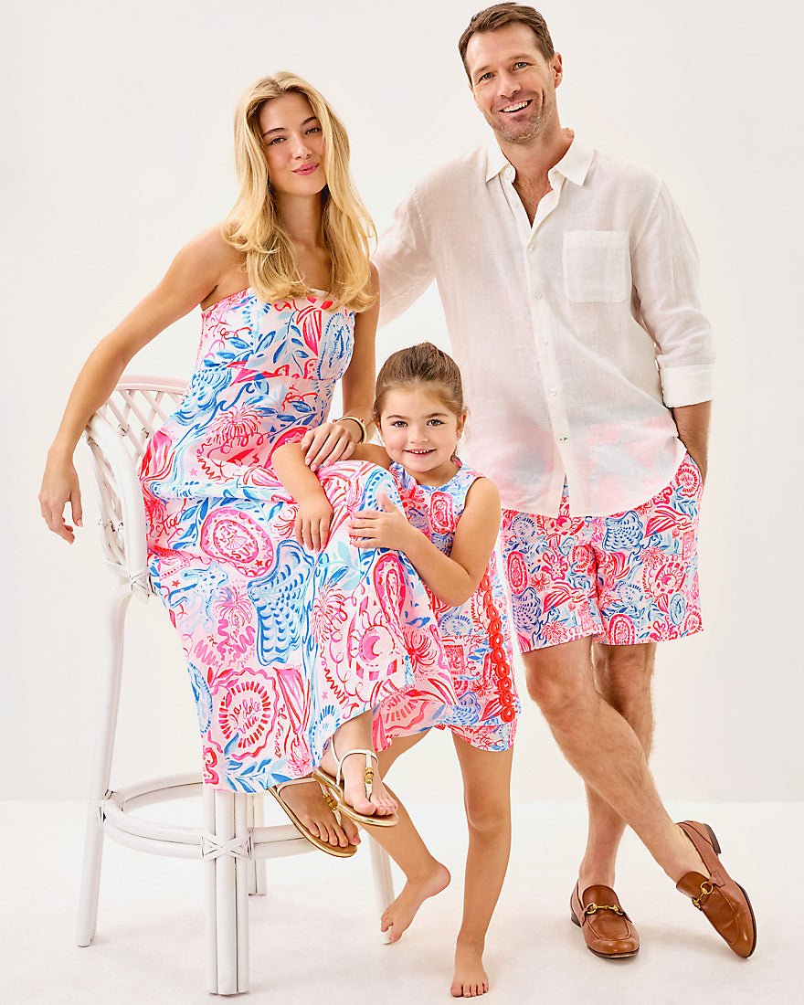 Girls Mini Romey Shift Set - Resort White Lil Sun Sea Sand