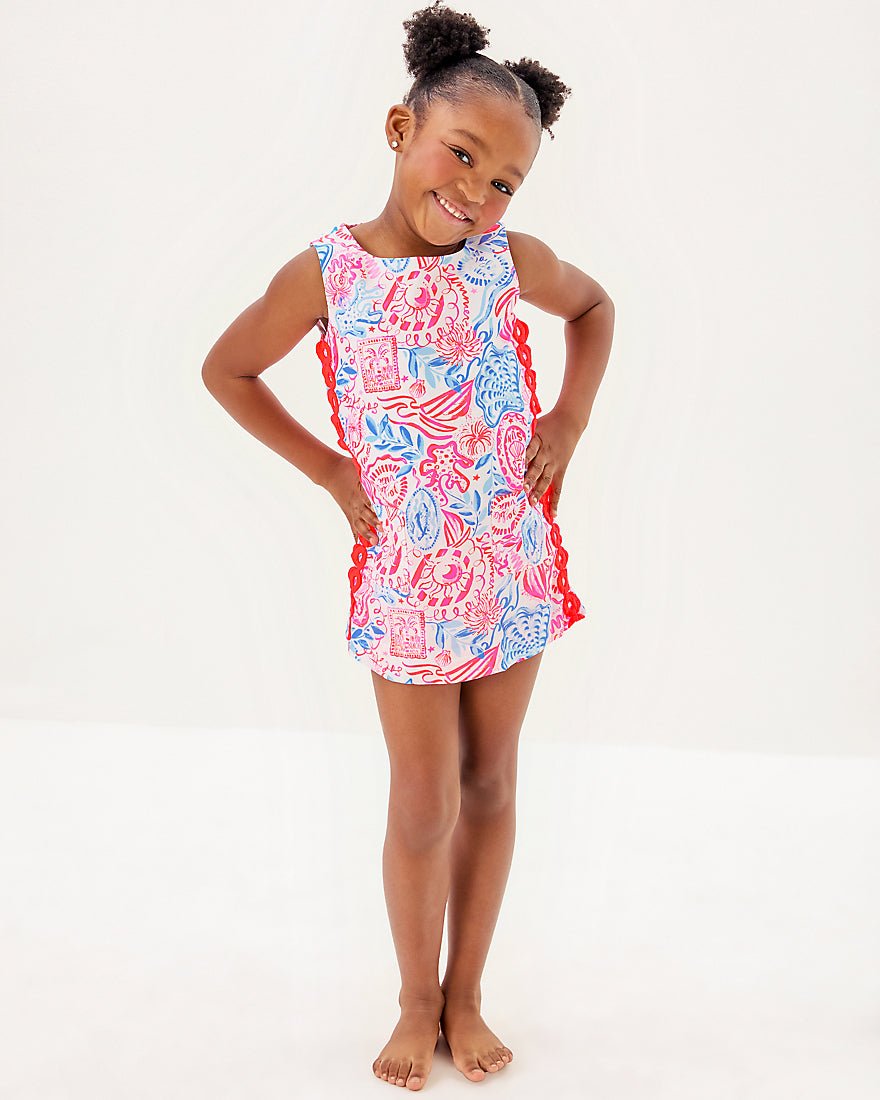 Girls Mini Romey Shift Set - Resort White Lil Sun Sea Sand