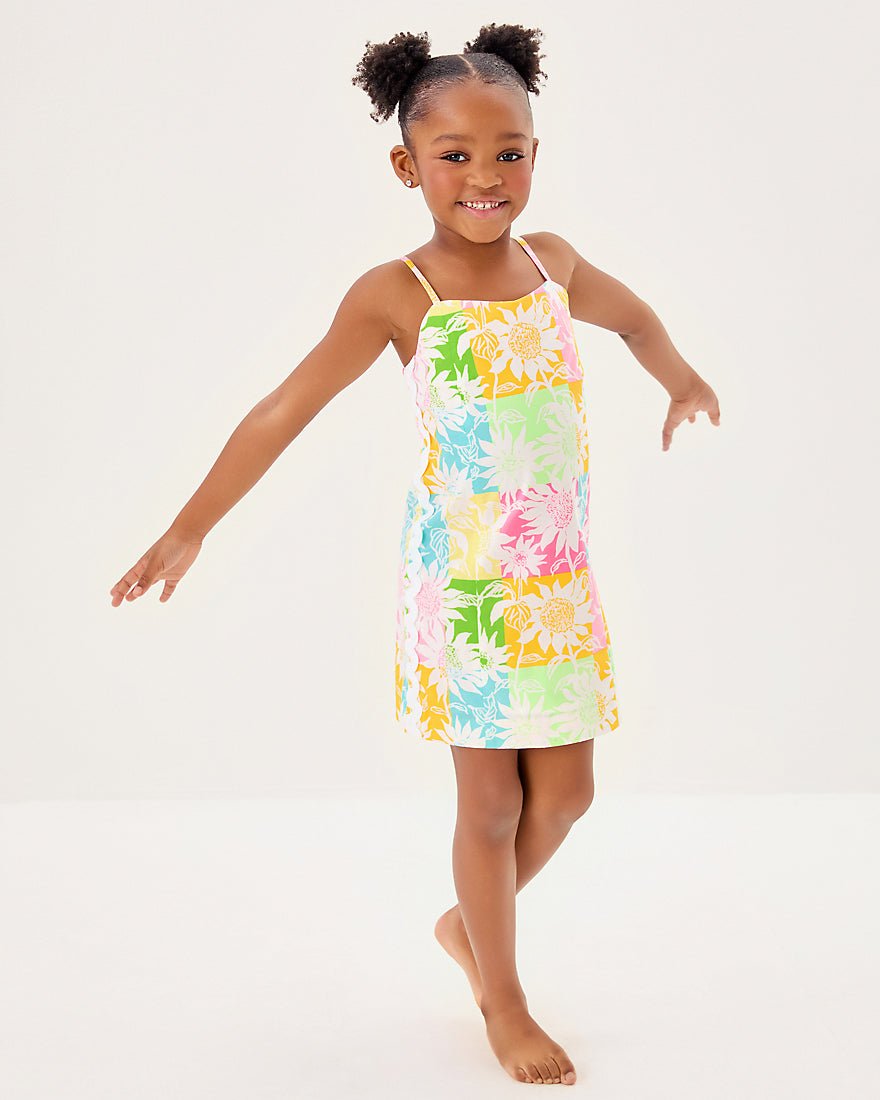 Girls Mini Shelli Dress - Multi Via Sunny Sunflowers