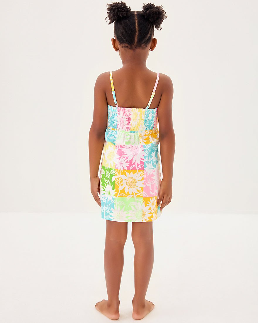 Girls Mini Shelli Dress - Multi Via Sunny Sunflowers