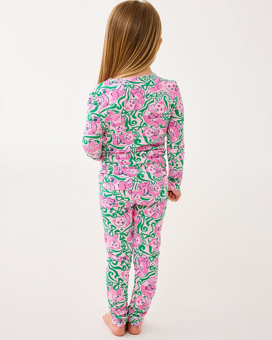 Girls Sammy Pajama Set - Pink Quartz Panda N Bows