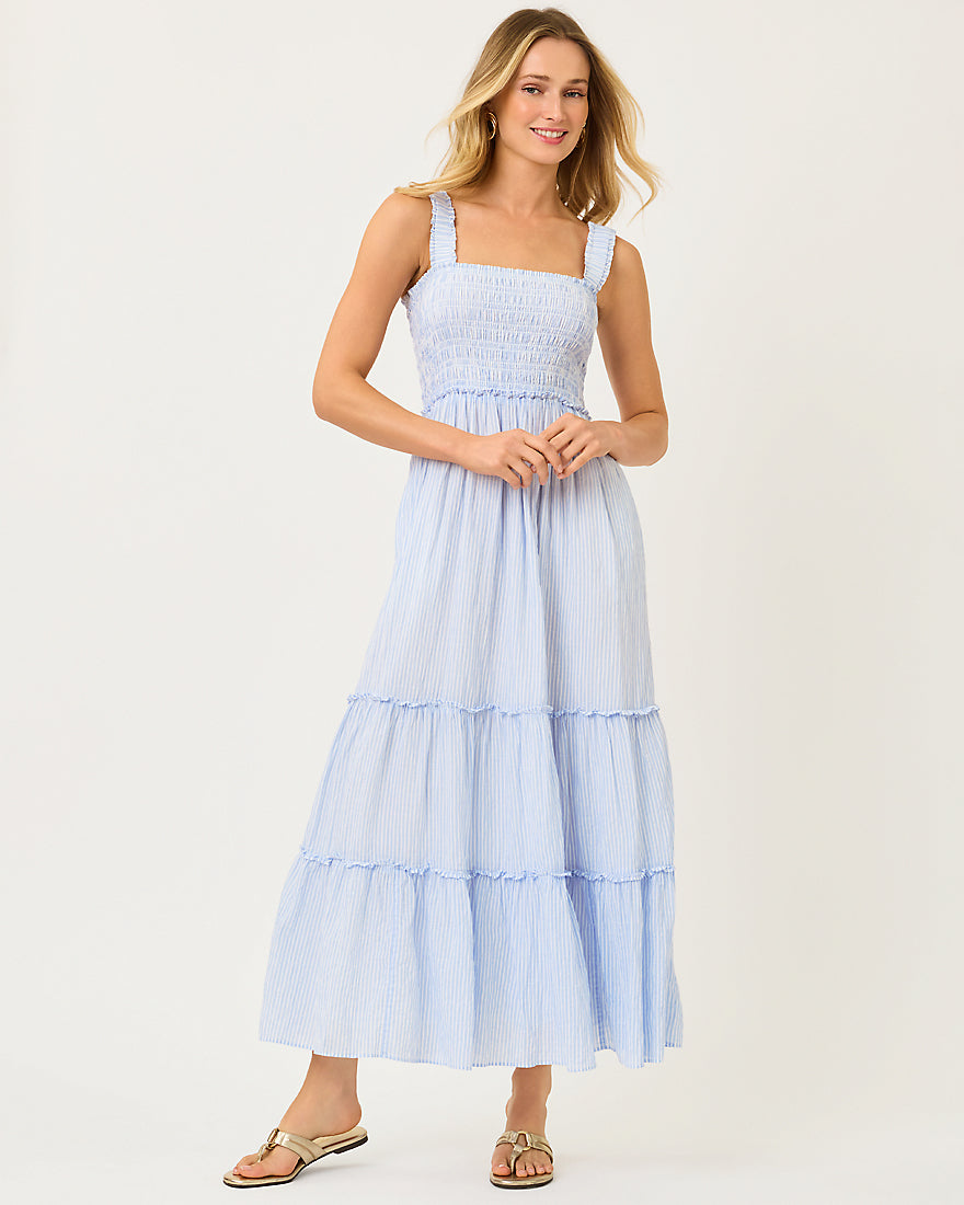 Abito lungo con motivo smock