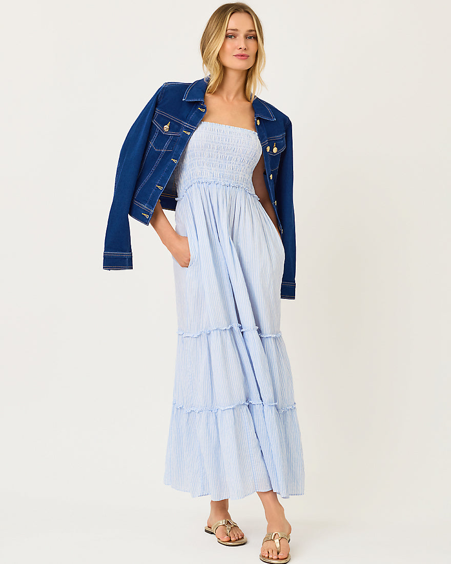 Abito lungo con motivo smock