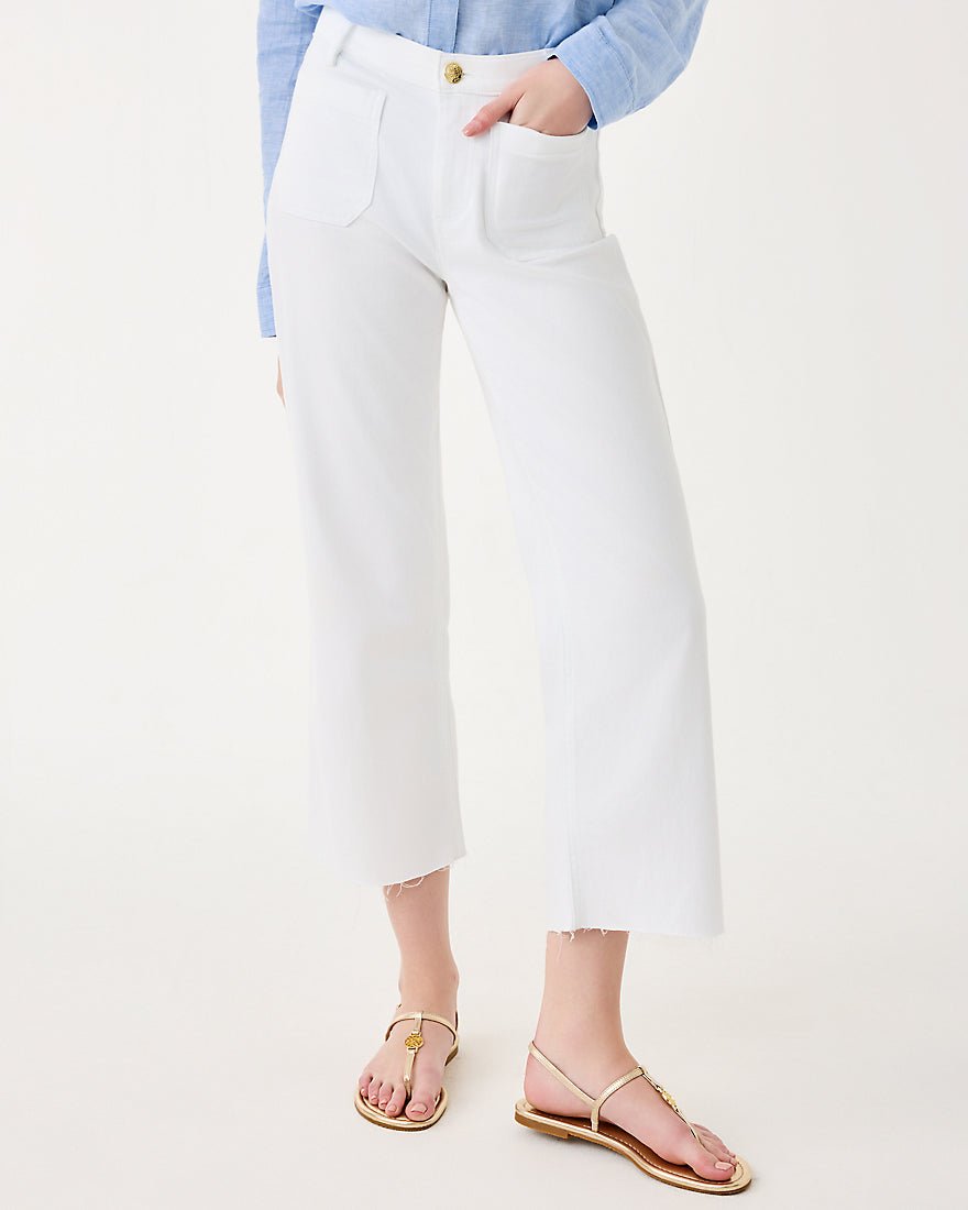Harleen High Rise Crop Jean - Resort White