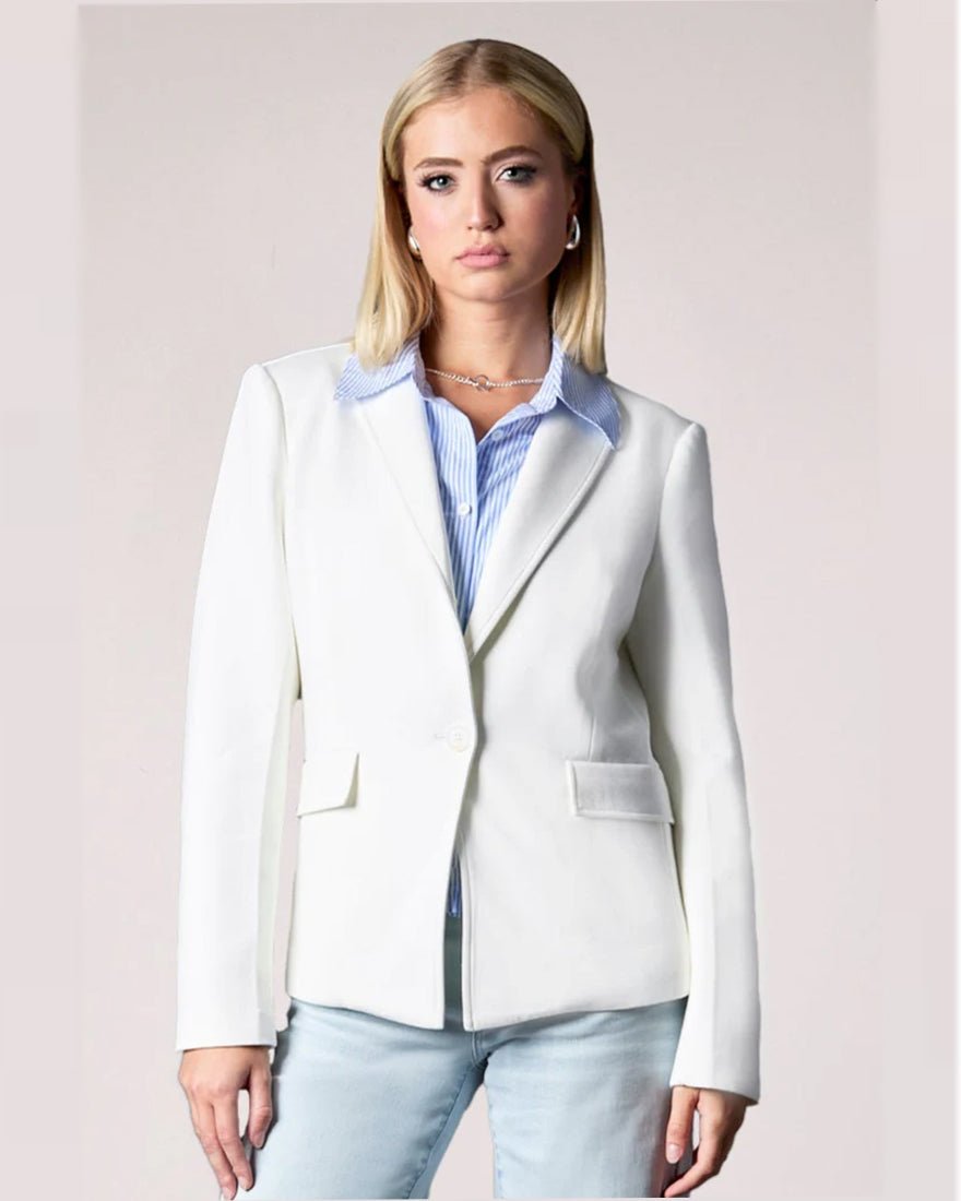 Helen Blazer - Whipped Cream Blue Stripe