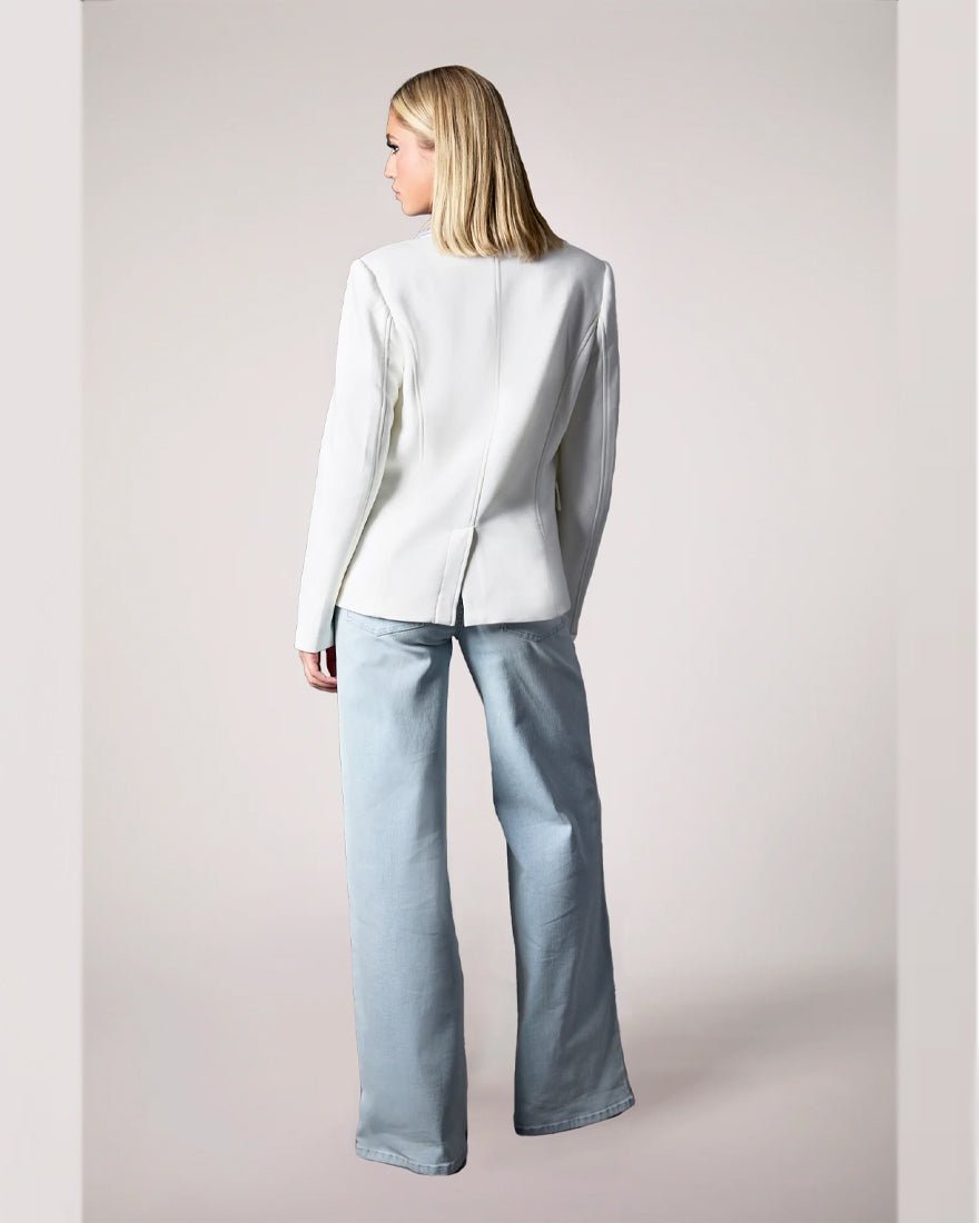Helen Blazer - Whipped Cream Blue Stripe