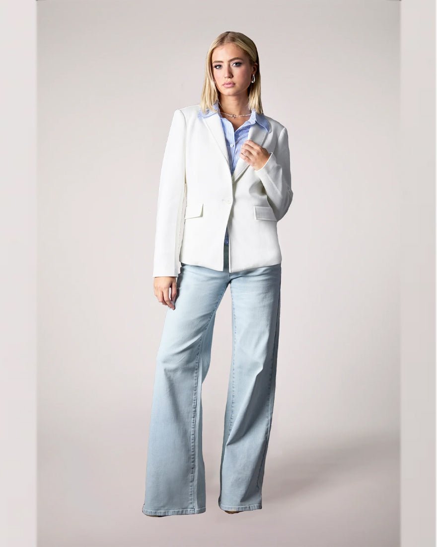 Helen Blazer - Whipped Cream Blue Stripe