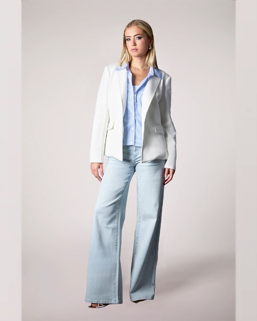 Helen Blazer - Whipped Cream Blue Stripe