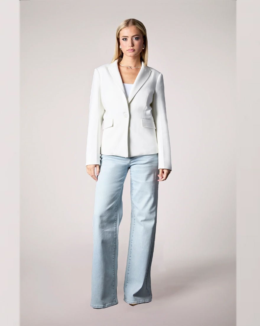 Helen Blazer - Whipped Cream Blue Stripe