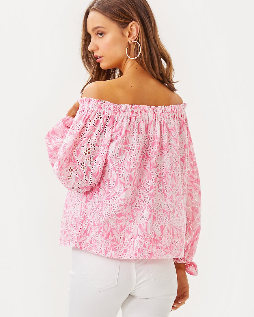 Jamielynn Long Sleeve Off The Shoulder Top - Rousseau Pink Tulip To Tango