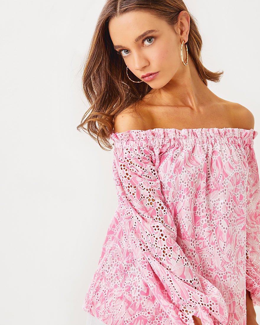 Jamielynn Long Sleeve Off The Shoulder Top - Rousseau Pink Tulip To Tango