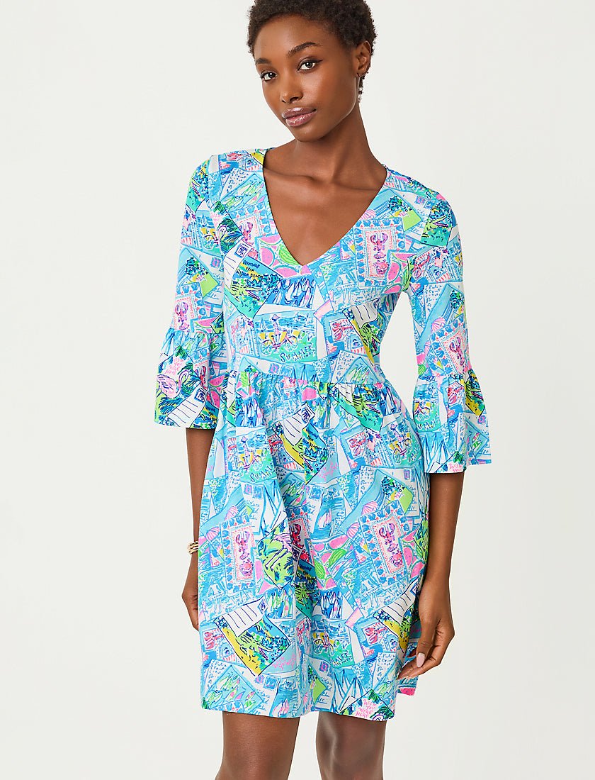 Jannie V Neck Three Sleeve Dress - Multi Wish You Were Here