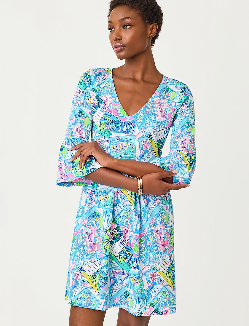 Jannie V Neck Three Sleeve Dress - Multi Wish You Were Here