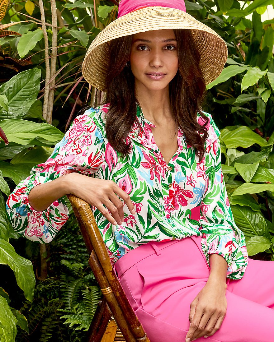 Japhia Long Sleeve Top - Multi Glowing Gardens