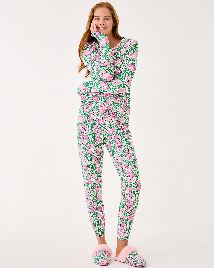 Jeffers Pj Pant - Pink Quartz Panda N Bows
