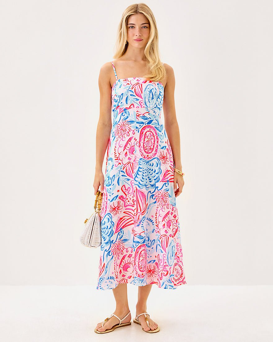 Jorgian Linen Midi Dress - Resort White Sun Sea Sand
