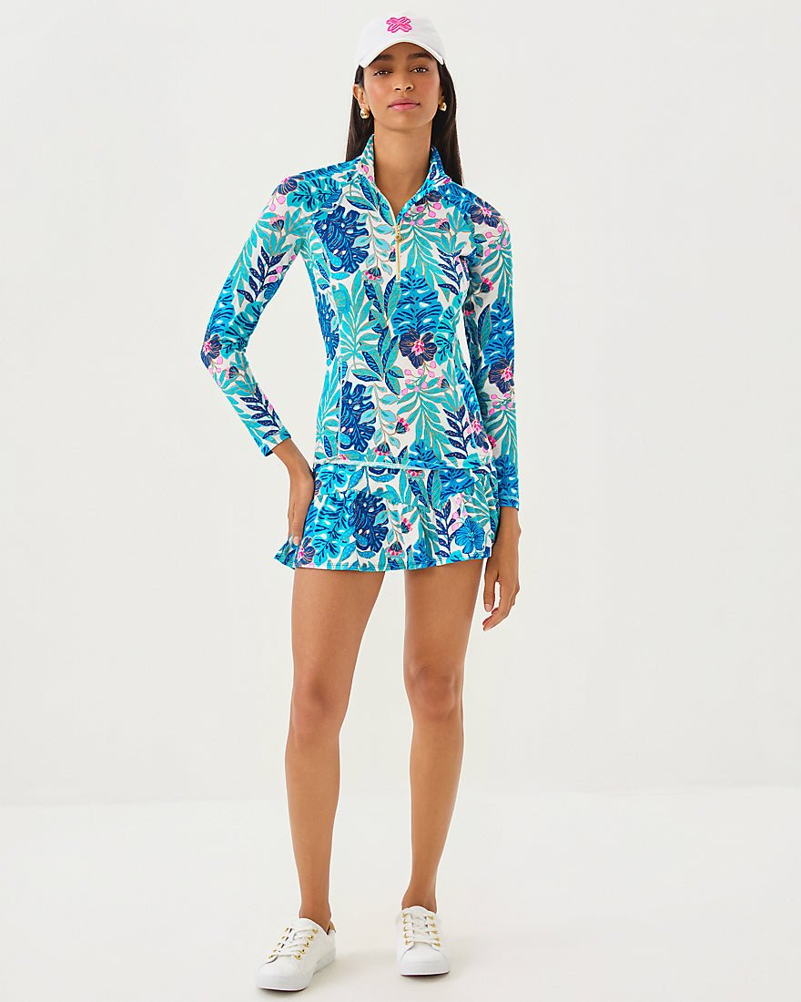 Justine Half Zip Upf 50 Plus - Breezy Aqua Best Fronds Forever
