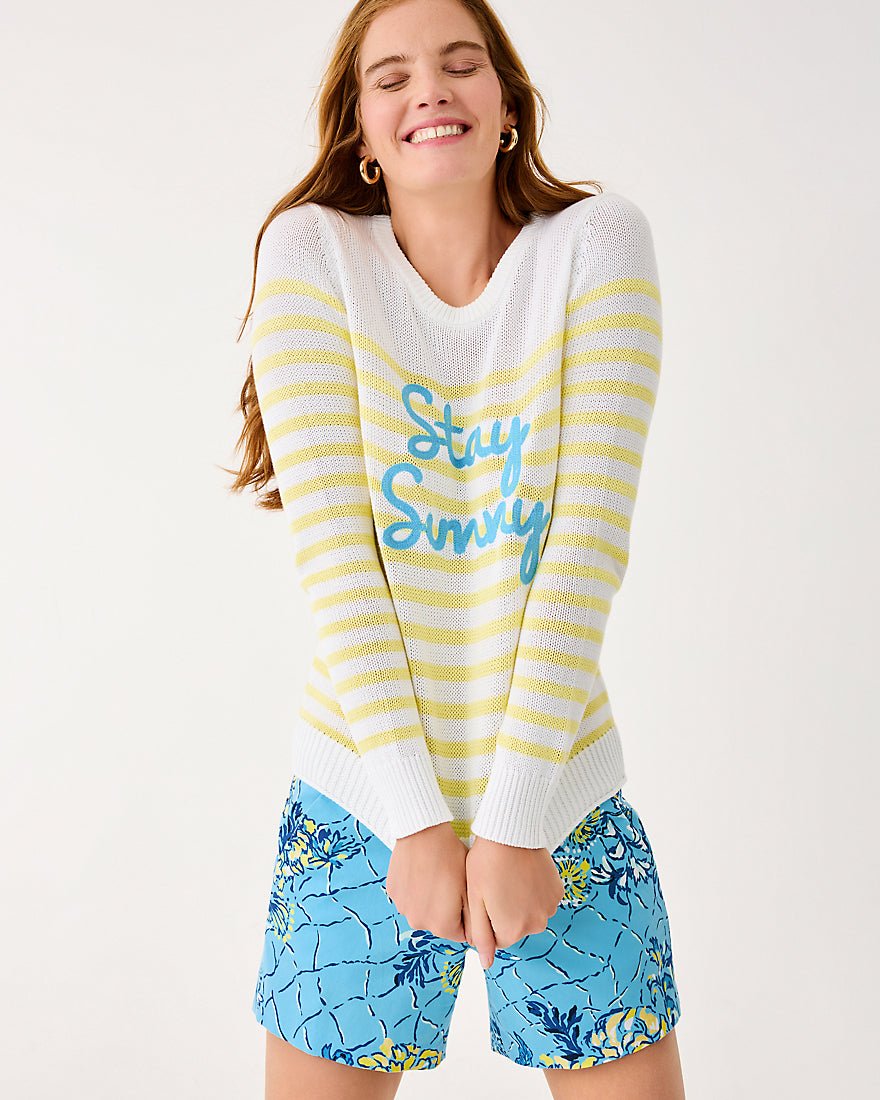 Lilly Pulitzer - Kelsa Sweater - Resort White Stay Sunny Embroidery