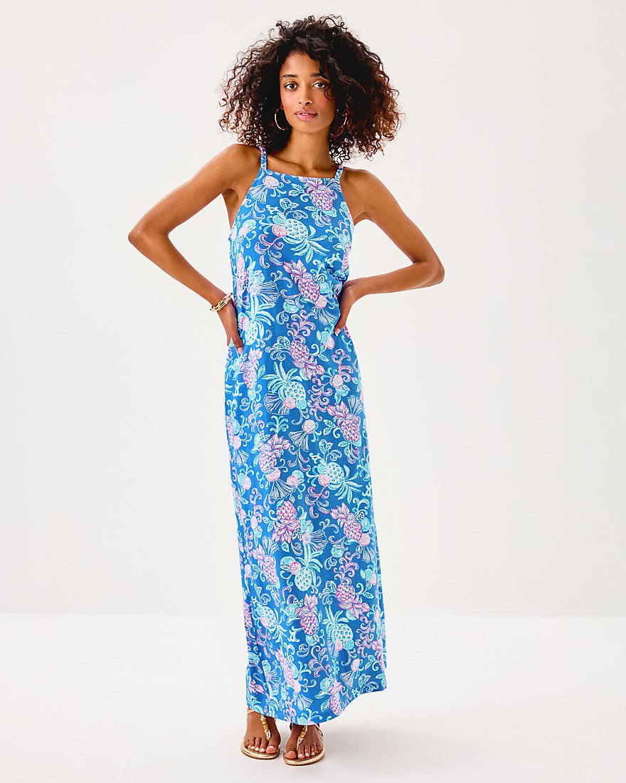 Kyleigh Maxi Dress - Sunwashed Blue Citrus Crush
