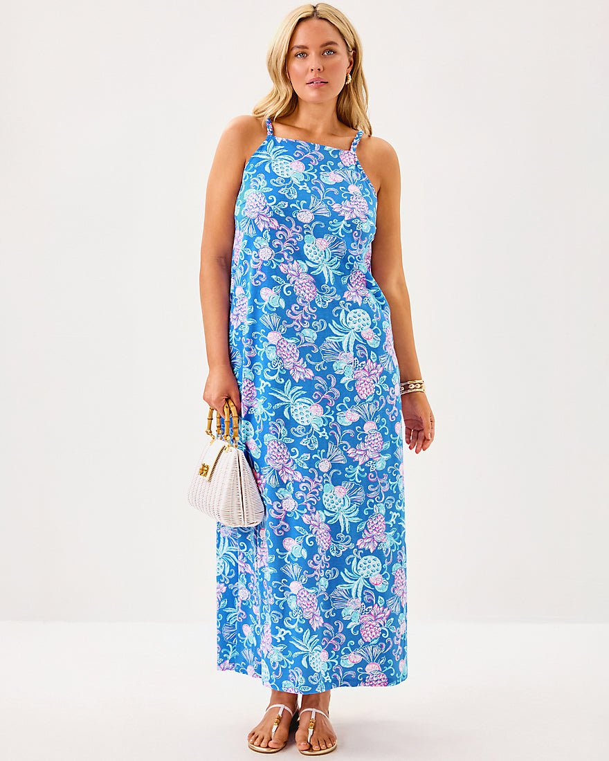 Kyleigh Maxi Dress - Sunwashed Blue Citrus Crush