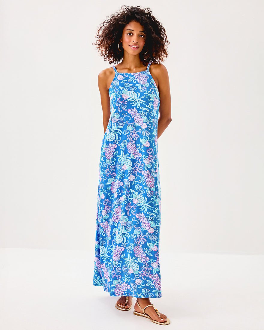 Kyleigh Maxi Dress - Sunwashed Blue Citrus Crush