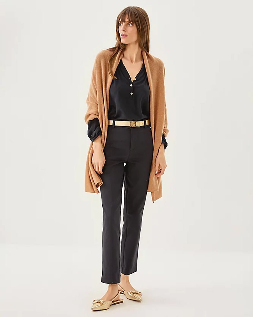 Lanelle Cashmere Wrap - Heathered Rattan Metallic