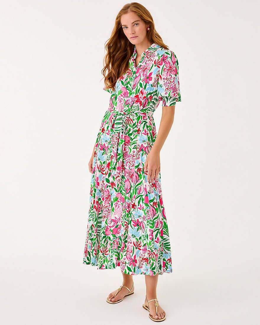 Larkyn Midi Shirtdress - Multi Glowing Gardens