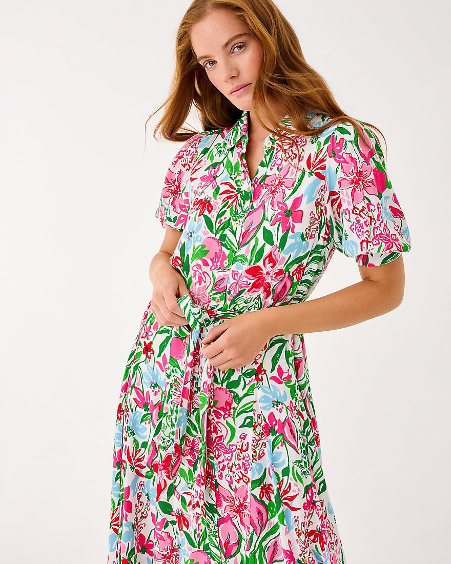 Larkyn Midi Shirtdress - Multi Glowing Gardens