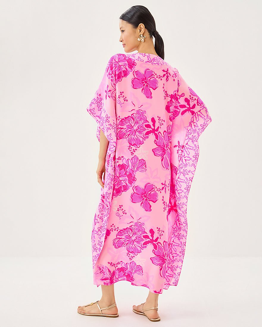 Levy Silk Maxi Caftan Dress - Parigi Pink Supporting Squad