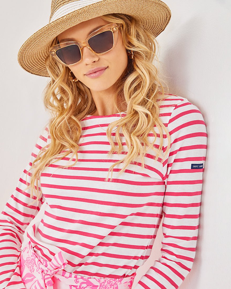 Lilly X Saint James Minquidame Tee - Rose Soleil Stripes
