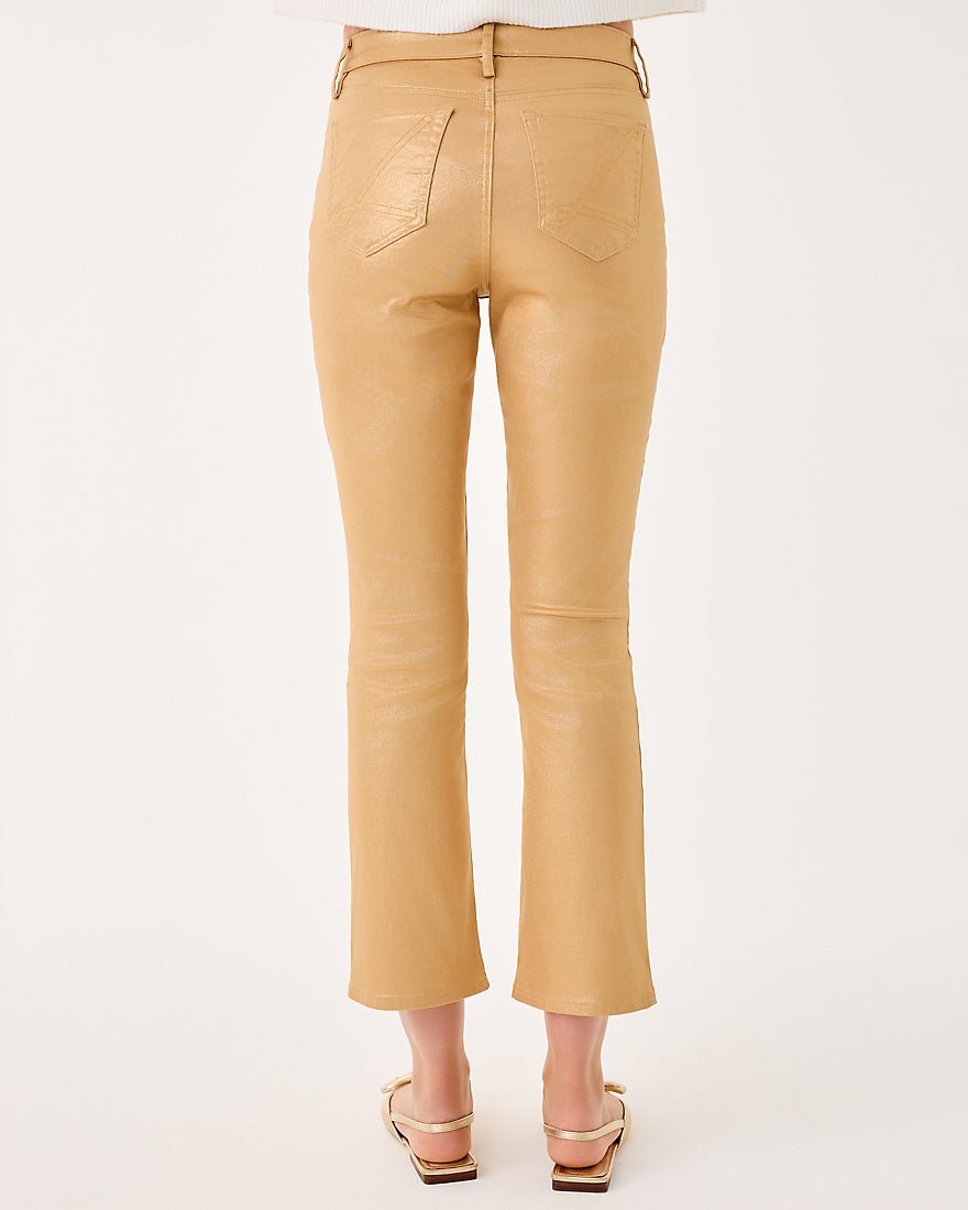 Liza Shimmer Crop Flare Jean - Gold Metallic