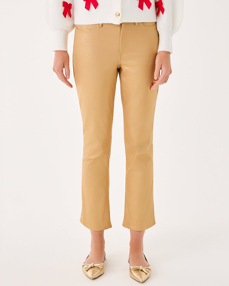 Liza Shimmer Crop Flare Jean - Gold Metallic